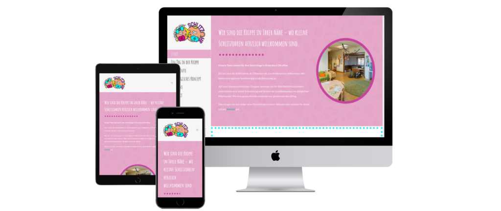 Responsives Webdesign von chinderchrippe-schlitzohr.ch auf Desktop, Tablet und Mobile.